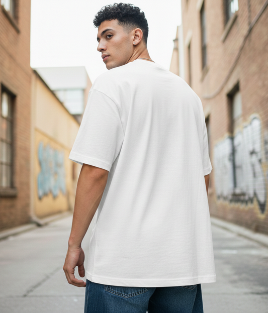Maitrey Essential White Oversized T-Shirt | 240 GSM Premium Cotton