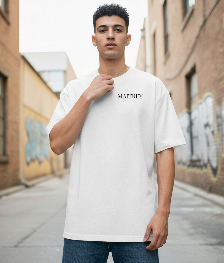 Maitrey Essential White Oversized T-Shirt | 240 GSM Premium Cotton