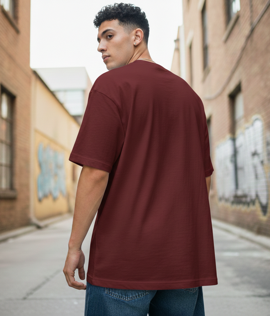 Maitrey Essential Maroon Oversized T-Shirt | 240 GSM Premium Cotton